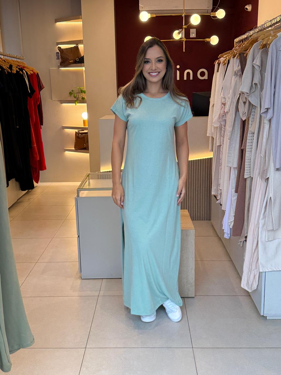 Vestido Algodão - Verde Chá