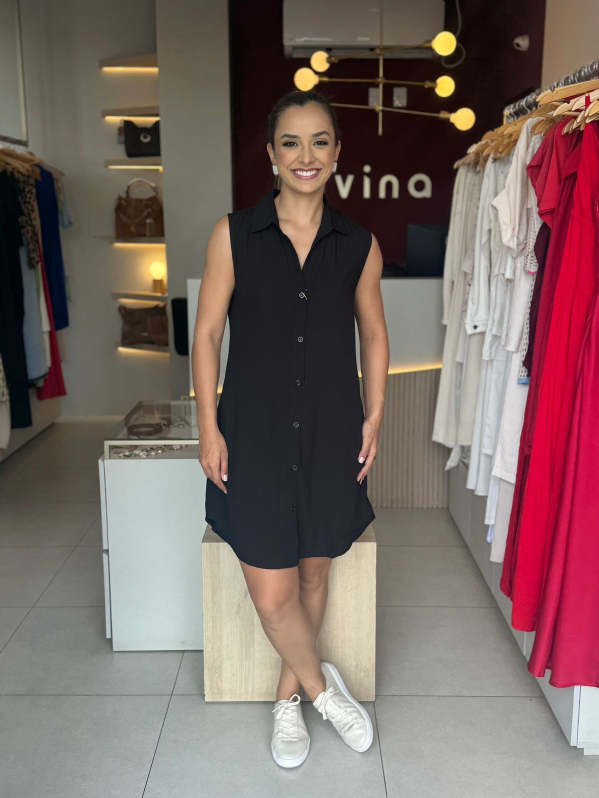 Chemise regata curta - Preta