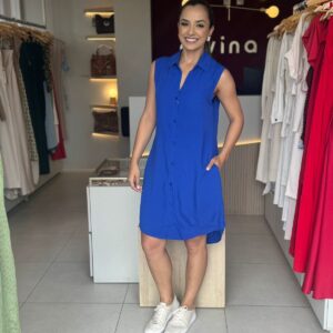 Chemise regata curta - Azul bic