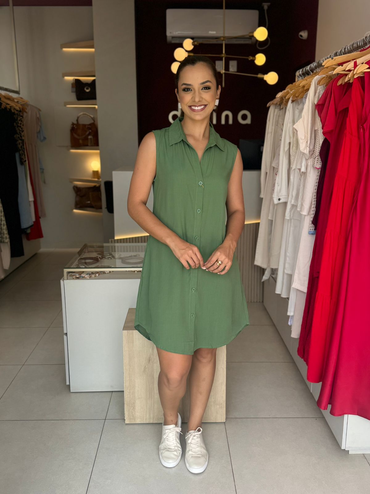 Chemise regata curta- Verde militar