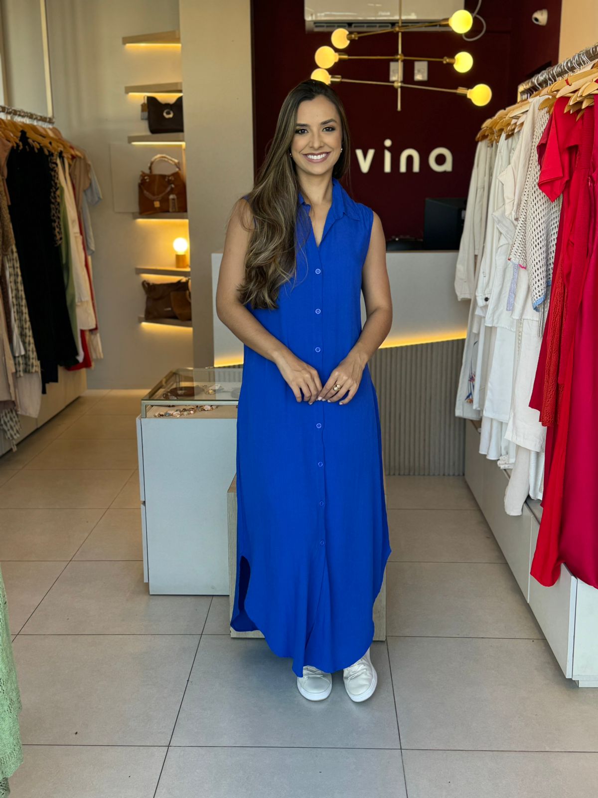 Chemise longa regata - Azul bic