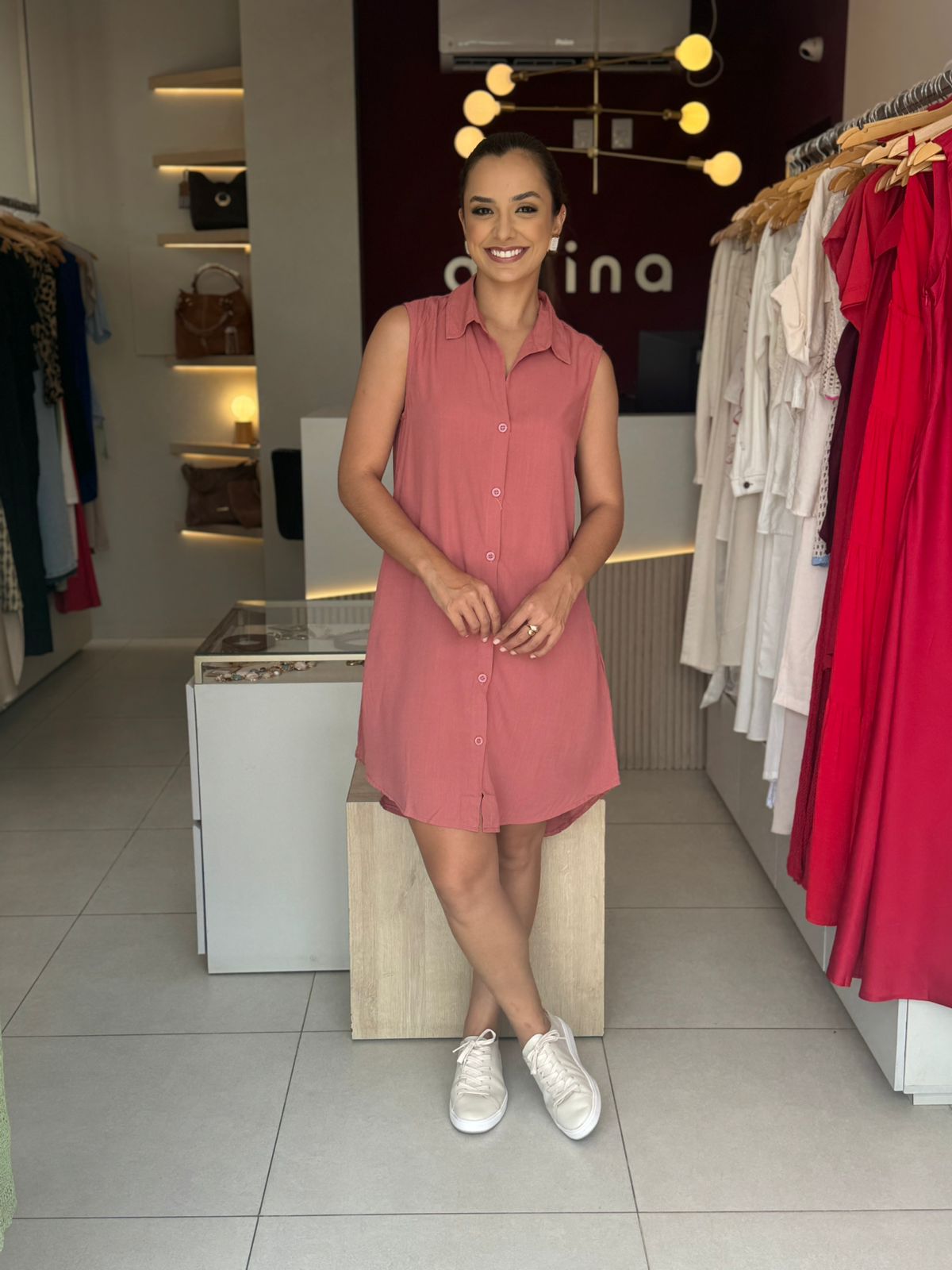 Chemise regata curta - Rosa queimado