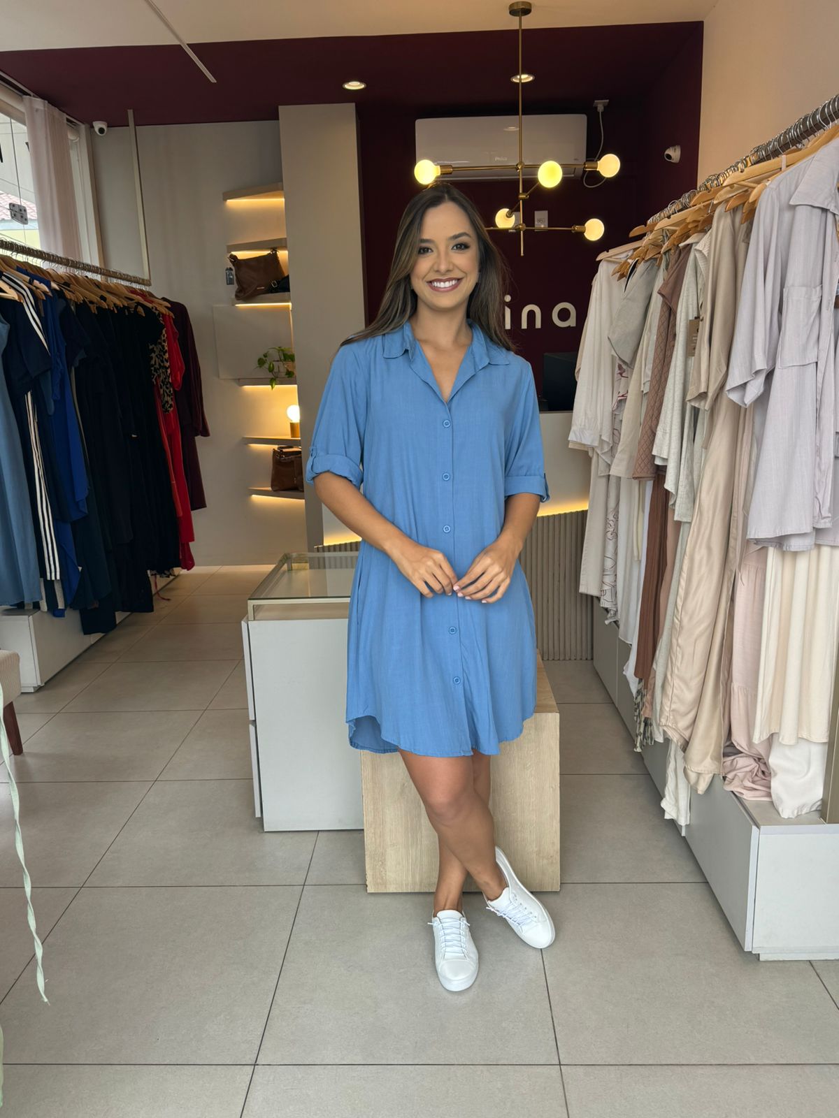 Chemise curta - Azul Jeans