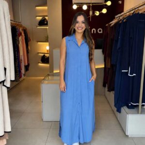 Chemise longa regata – Azul Jeans