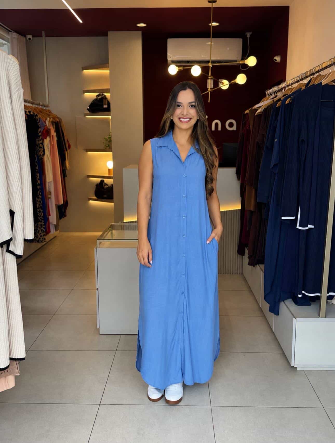 Chemise longa regata – Azul Jeans