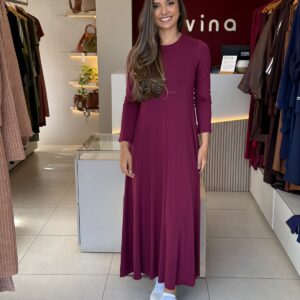 Vestido Bia manga longa - Marsala