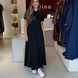 Vestido Bia manga curta - Preto