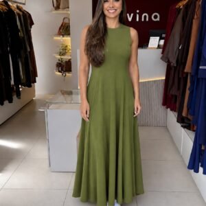 Vestido Feminino Verde Pistache Modelo Bia - Casual Elegante