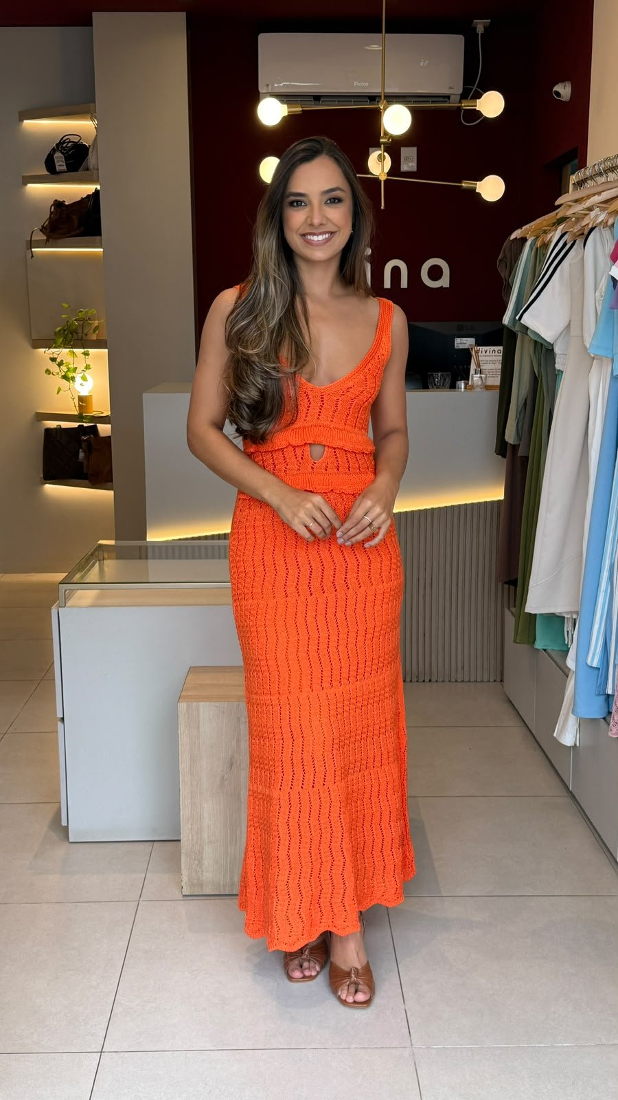 Vestido tricô Samantha - Laranja